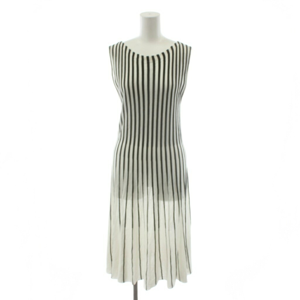 【中古】ブルーガール ブルマリン BLUGIRL BLUMARINE ワンピース ノースリーブ ロング ストライプ柄 黒 ブラック 白 ホワイト LT0221101 /AN64 ■ECE003 レディース 【ベクトル 古着】 260311