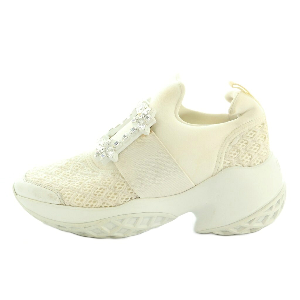 【中古】ロジェヴィヴィエ ROGER VIVIER ヴィヴ バックル スニーカー シューズ ビジュー装飾 36.5 23.5cm 白 /MI ■GY62 レディース 【ベクトル 古着】 260312