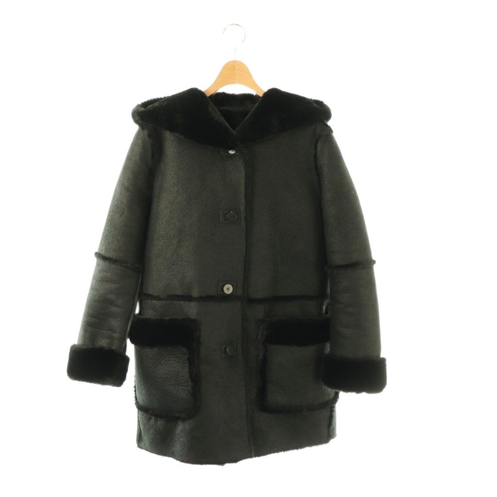 【中古】ザラ ZARA フェイクムートンコート アウター M ブラック/DF ■ECA003 レディース 【ベクトル 古着】 260407