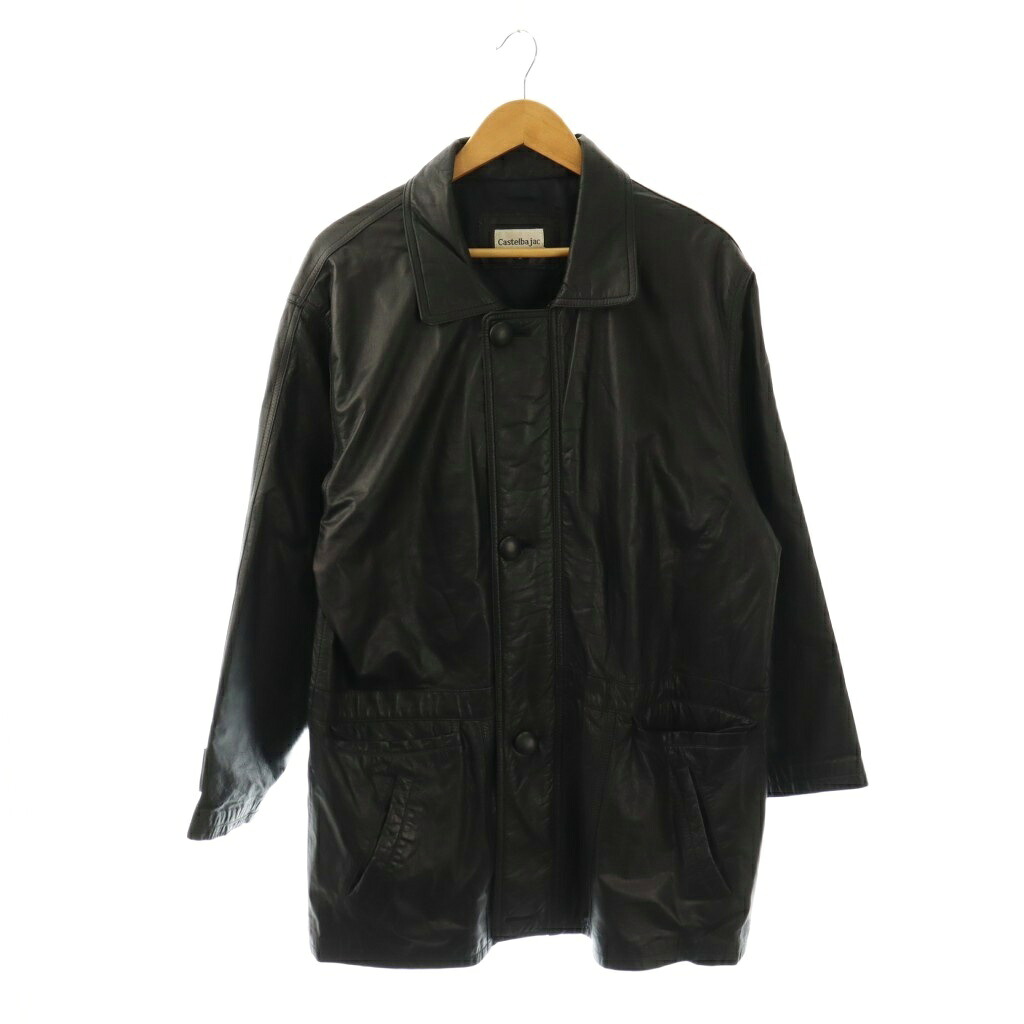 【中古】カステルバジャック CASTELBAJAC レザージャケット 革ジャン ステンカラー L ブラック /CX ■GY49 メンズ 【ベクトル 古着】 260404 7,957円