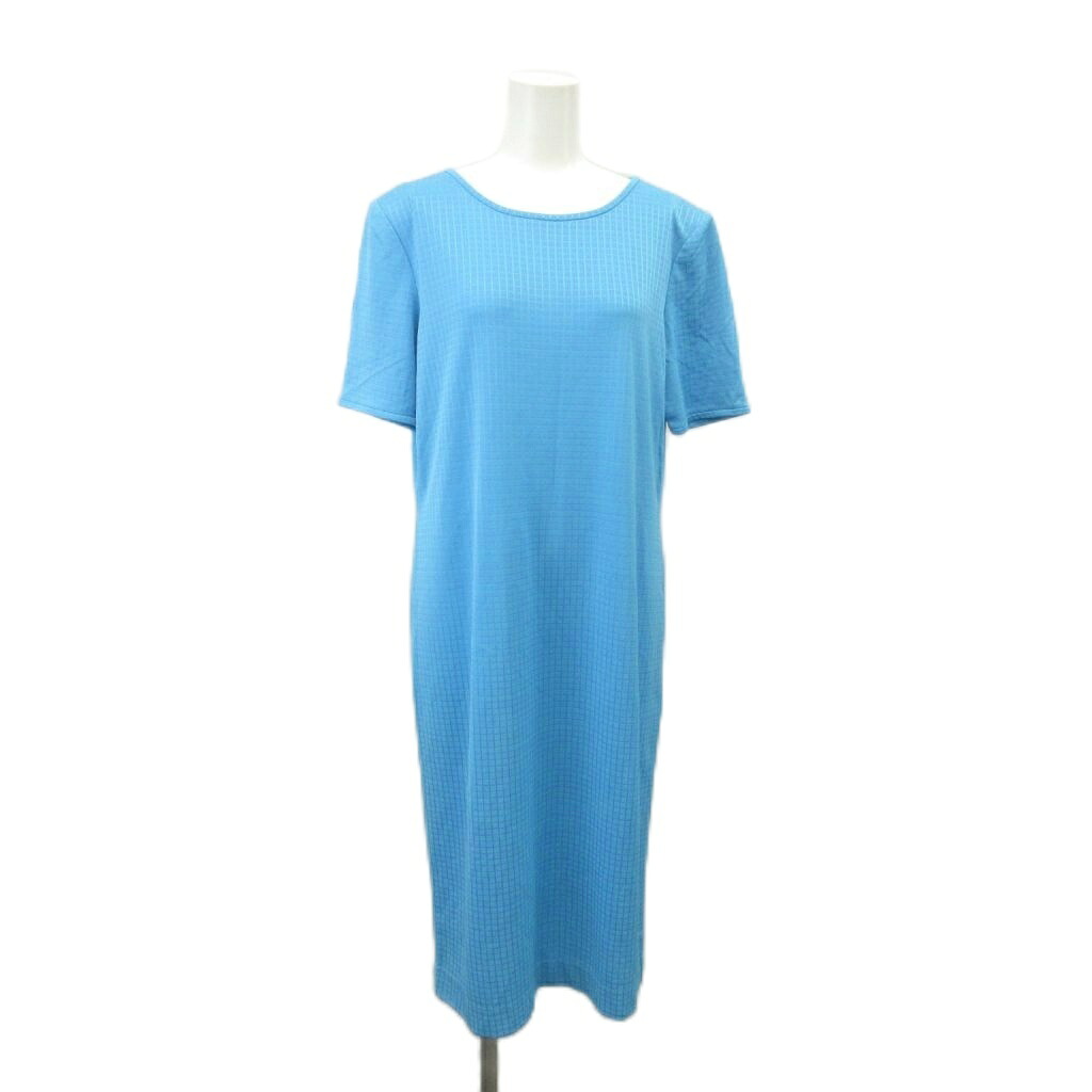【中古】イヴサンローラン YVES SAINT LAURENT ワンピース M 水色 青 ブルー ロング丈 格子柄 ラウンドネック 半袖 /YU ■GY99 レディース 【ベクトル 古着】 260331