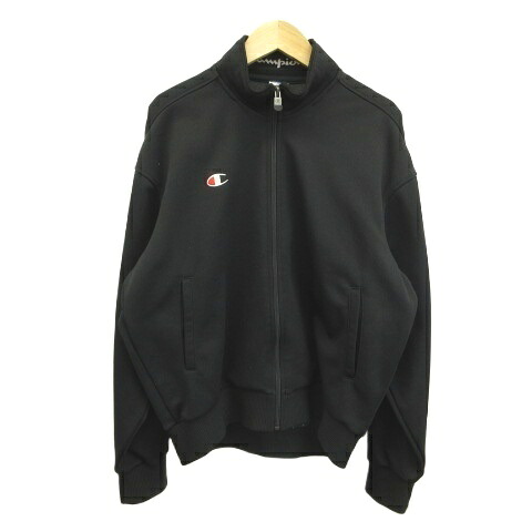 【中古】チャンピオン CHAMPION トラックジャケット ジャージ トップス 上着 L 黒 ブラック スポーツウェア 無地 スタンドカラー 長袖 /GR ■GY99 メンズ 【ベクトル 古着】 260407