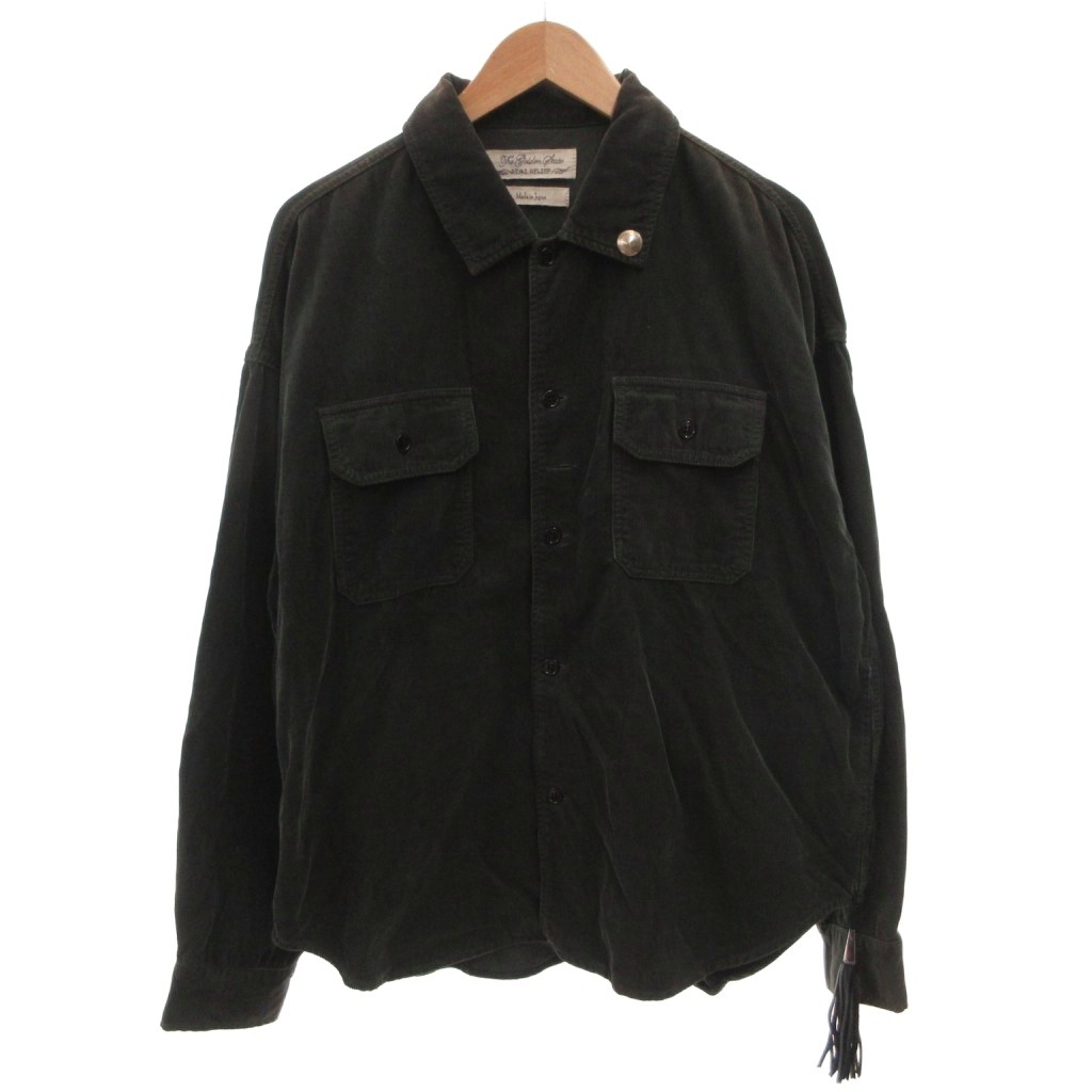 【中古】レミレリーフ REMI RELIEF シャツジャケット コーデュロイ タッセル 長袖 M 緑 グリーン /FF ■GY62 メンズ 【ベクトル 古着】 260406
