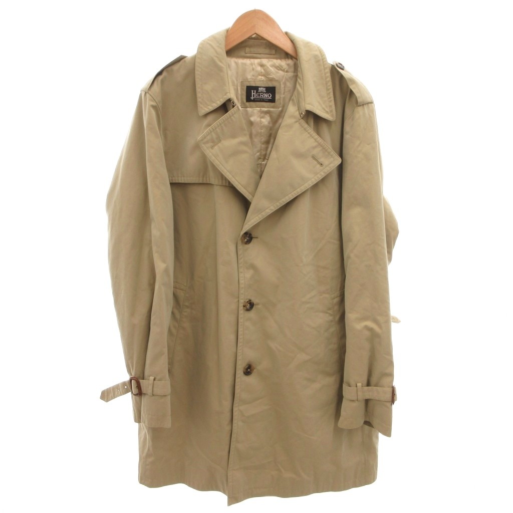 【中古】ヘルノ HERNO トレンチコート シングル ベルト ひざ丈 56 ベージュ /FF ■GY62 メンズ 【ベクトル 古着】 260406|ブランド古着ベクトルプレミアム店