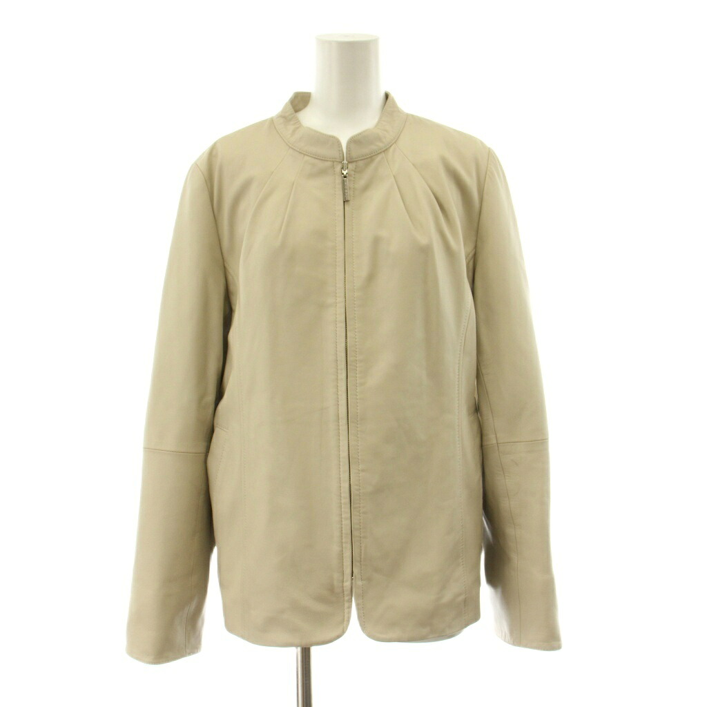 【中古】ヒロコビス HIROKO BIS ラムレザータックデザインジャケット ジップアップ 羊革 13AB アイボリー RLWLT01710 /KU ■ECB003 レディース 【ベクトル 古着】 260403