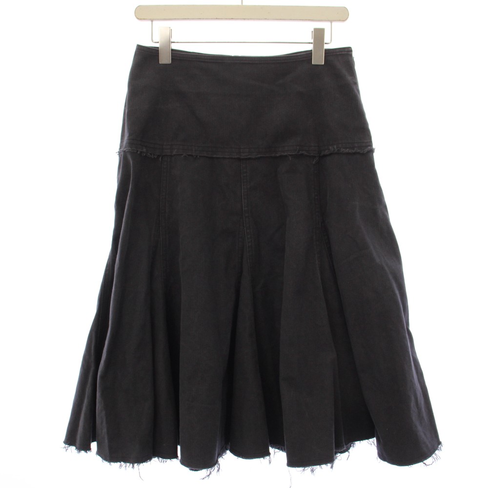 【中古】ヨウジヤマモト YOHJI YAMAMOTO SULFUR DYED WHIPCODE FLARE SKT デニムスカート ロング フレア カットオフ 2 黒 ブラック FG-S14-042 /TK ■ECD003 レディース 【ベクトル 古着】 260409|ブランド古着ベクトルプレミアム店