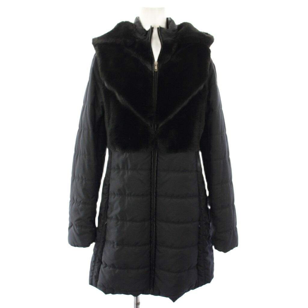【中古】ブルマリン Blumarine be Blumarine キルティングコート 中綿 アウター ロング ジップアップ 切替 IT38 黒 ブラック 200522325 /TK ■ECD003 レディース 【ベクトル 古着】 260409｜ブランド古着ベクトルプレミアム店