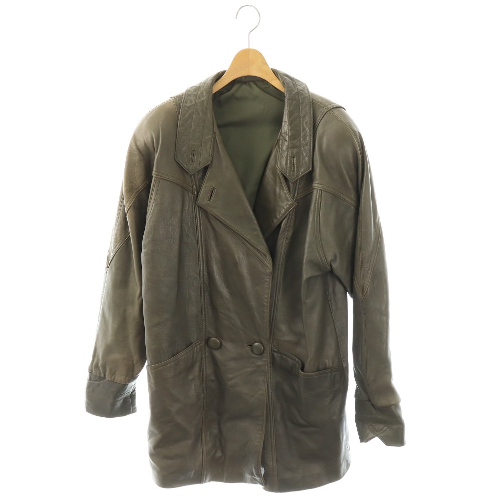 【中古】ノーブランド レザーコート ダブル F ブラウン /DF ■ECD003 レディース 【ベクトル 古着】 260407