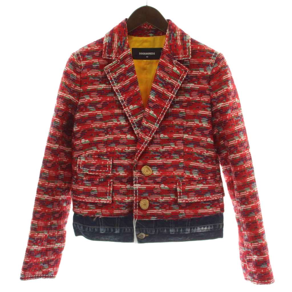 【中古】ディースクエアード DSQUARED2 テーラードジャケット 厚地の外套 40 マルチ色合い ジーンズうつり変わり /GG ■ECE004 レディース 【ベクター 古着】 260413 コート・ジャケット-レディースファッション