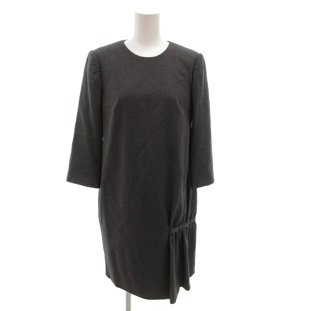 【中古】デイジーリンフォクシー DAISY LIN For FOXEY 衣装 ラウンド素っ首 羊毛 カシミール混 七分袖 ひざ丈 38 薄墨色 /FF ■GY62 レディース 【ベクター 古着】 260411