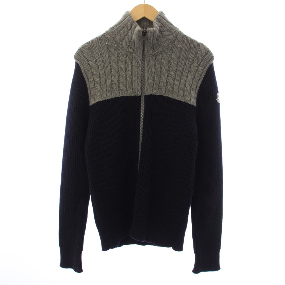 【中古】モンク軌跡 MONCLER マリオーネトリコカーディガン MAGLIONE TRICOT CARDIGAN 編み物ジレー ドライバーズニット アウター カシミール混 L 薄墨色 紺 米国海軍 320919447600 /YT■ECD003 メンズ 【ベクター 古着】 260414