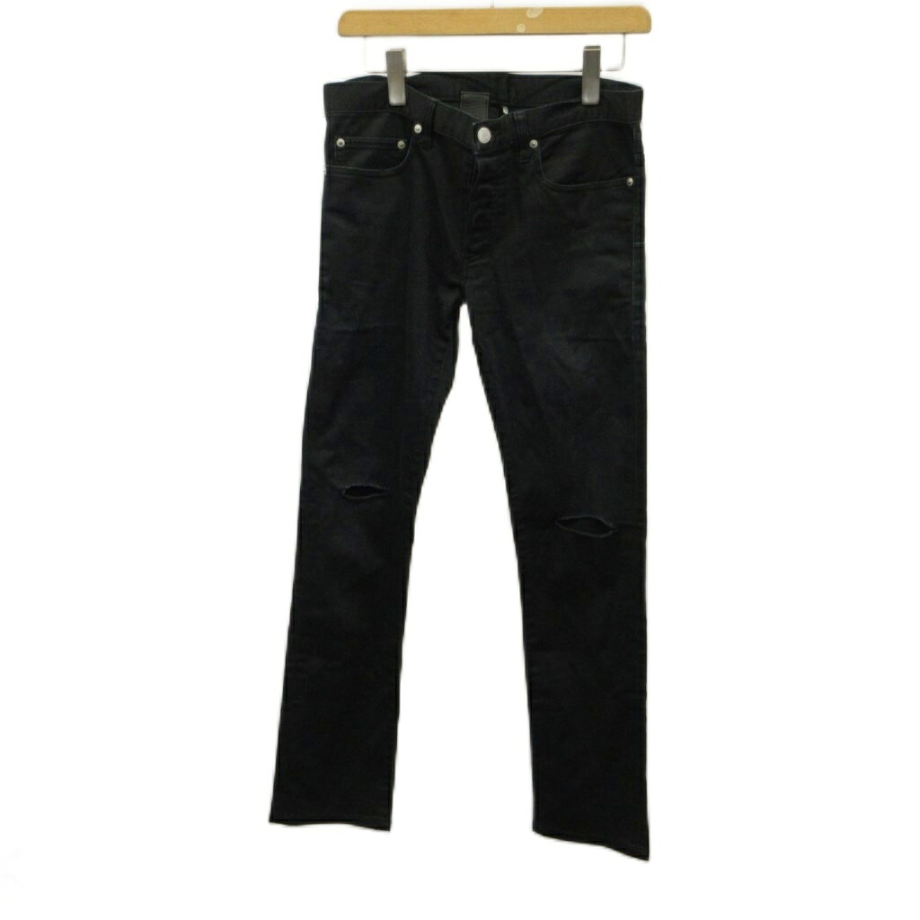 【中古】ディオール Dior デニム ジーンズ スキニー 29 黒 ブラック ダメージ加工 ボタンフライ フルレングス /PP ■ECD003 メンズ 【ベクトル 古着】 260618|ブランド古着ベクトルプレミアム店