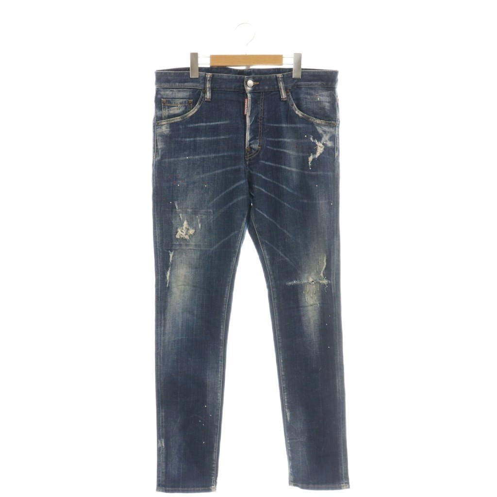 【中古】ディースクエアード DSQUARED2 CoolGuyJean ダメージ加工ストレッチスリムフィットデニムパンツ ジーンズ ボタンフライ 50 インディゴブルー /DO メンズ 【ベクトル 古着】 260507｜ブランド古着ベクトルプレミアム店