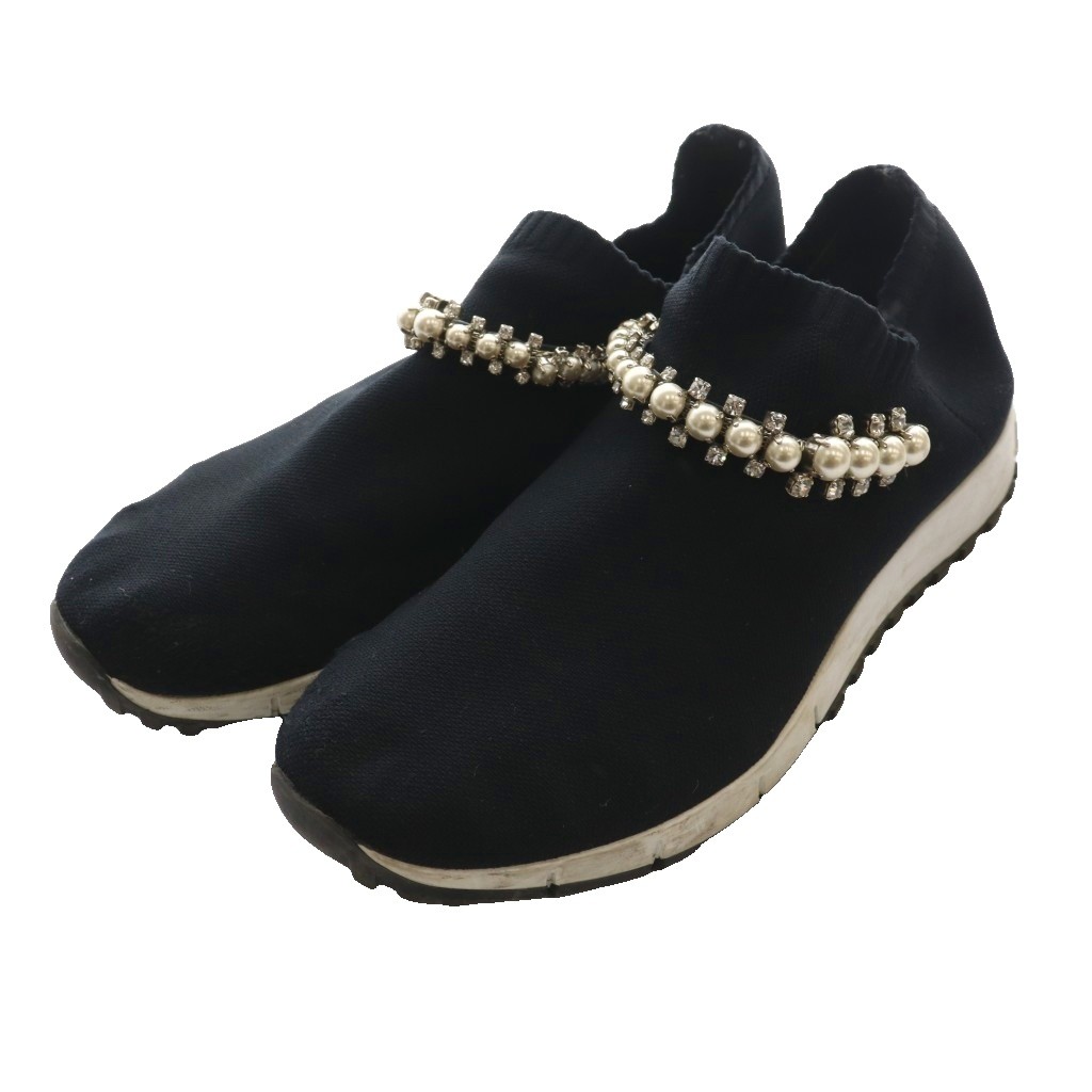 【中古】ジミーチュウ JIMMY CHOO ヴェローナ VERONA ニットスリッポン シューズ 黒 黒いこと /SS ■os ■GY62 レディース 【ベクター 古着】 260427