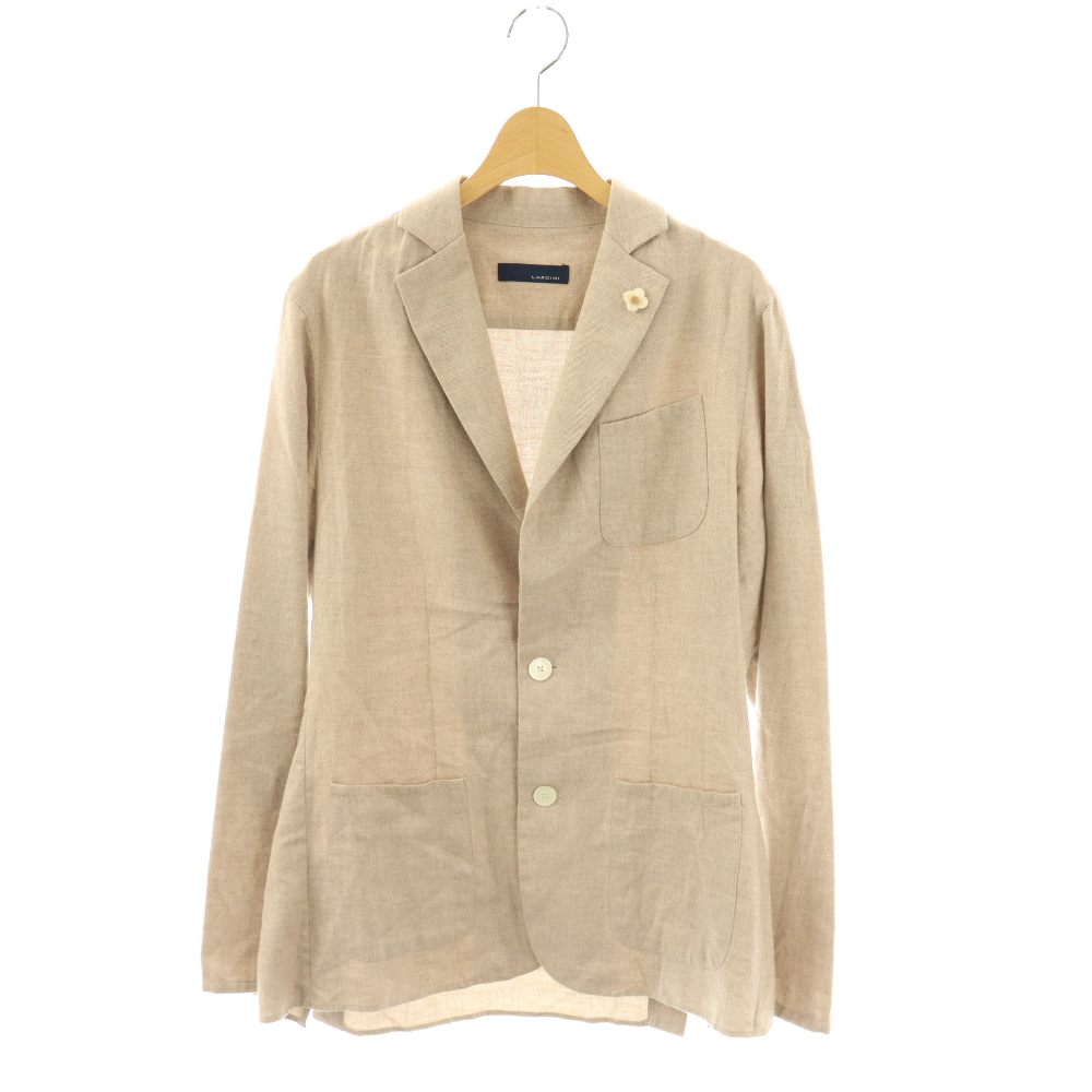 【中古】ラルディーニ LARDINI テーラードジャケット 杉綾模様 シングル XS ベージュ /DF ■GY62 メンズ 【ベクター 古着】 260428