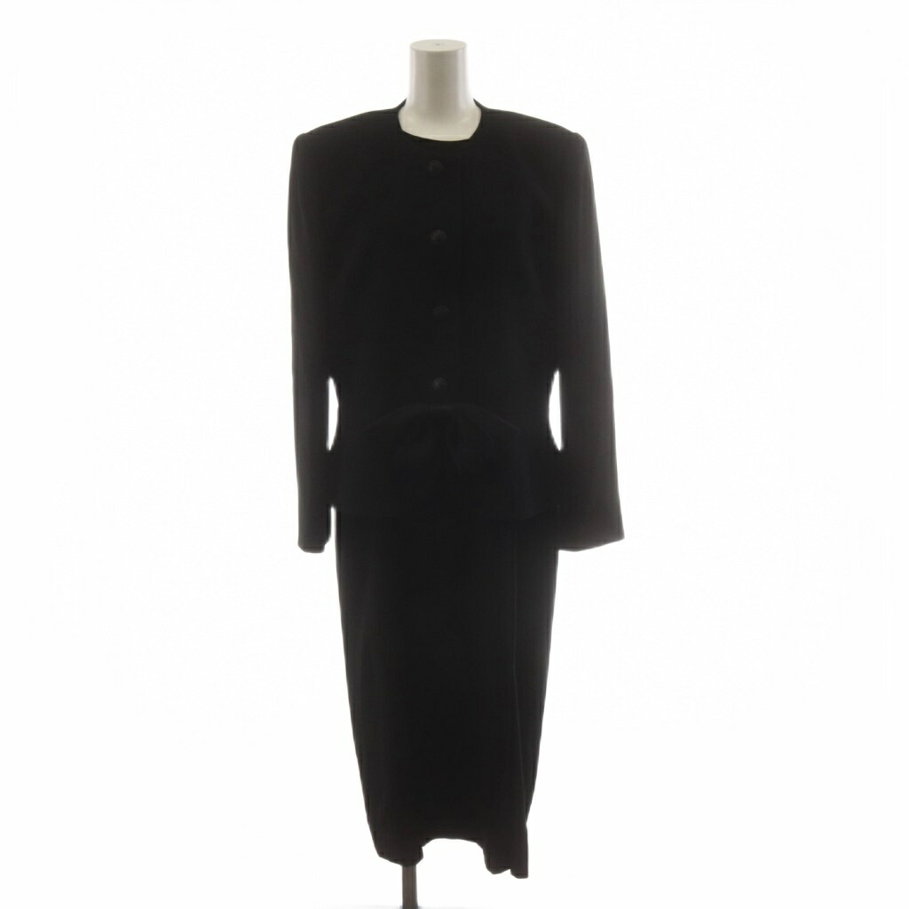 【中古】ジバンシィ GIVENCHY 背広 セットアップ 否色つや上衣 衣装 ロング 半袖 シュロの葉 12 黒 黒いこと /AN45 ■ECD004 レディース 【ベクター 古着】 260511