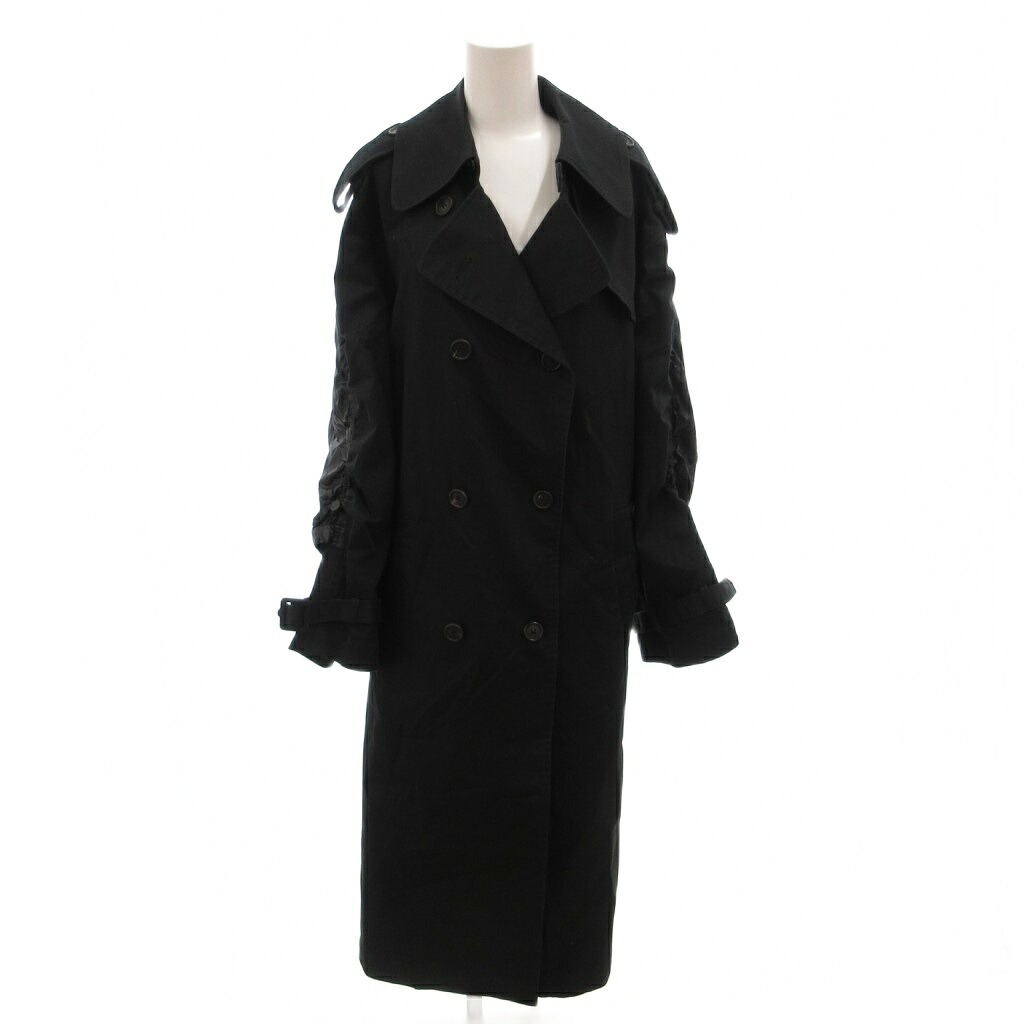 【中古】MONSE モンセ トレンチコート ナイロン切替 ベルト ロング XS 黒 ブラック /FF ■GY57 レディース 【ベクトル 古着】 260520|ブランド古着ベクトルプレミアム店