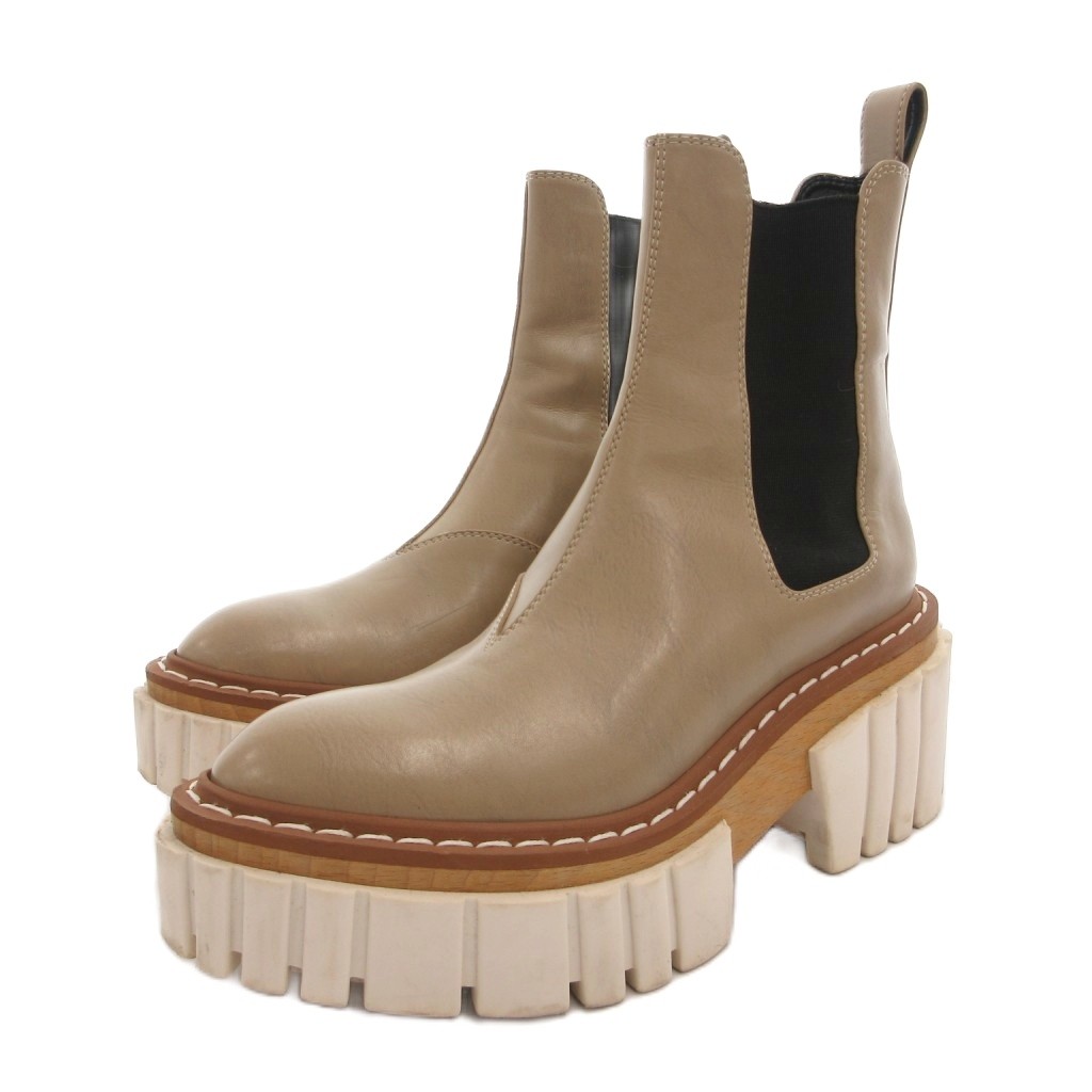【中古】ステラマッカートニー STELLA McCARTNEY チェルシーブーツ サイドゴア 厚底 レザー 36 ベージュ /FF ■GY57 レディース 【ベクトル 古着】 260518｜ブランド古着ベクトルプレミアム店