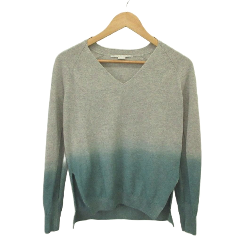 【中古】ステラマッカートニー STELLA McCARTNEY ニット セーター ウール カシミヤ 36 グレー 緑 グリーン Vネック 長袖 グラデーション /MD ■GY62 レディース 【ベクトル 古着】 260520｜ブランド古着ベクトルプレミアム店