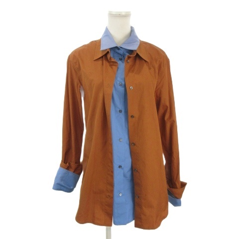 【中古】ヌメロヴェントゥーノ N°21 プルオーバー トップ フェイクレイヤード 36 茶 赤銅色 青 青み 長袖 無地 20AW-G031-0605 /MN16 ■GY57 レディース 【ベクター 古着】 260522