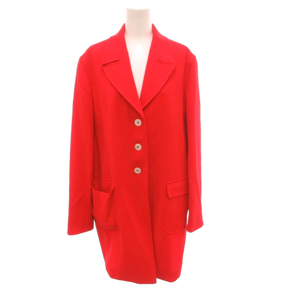 【中古】マックスマーラ MAX MARA スプリングコート チェスター ベルト付き ウール ひざ丈 42 赤 レッド /FF ■GY74 レディース 【ベクトル 古着】 260612｜ブランド古着ベクトルプレミアム店