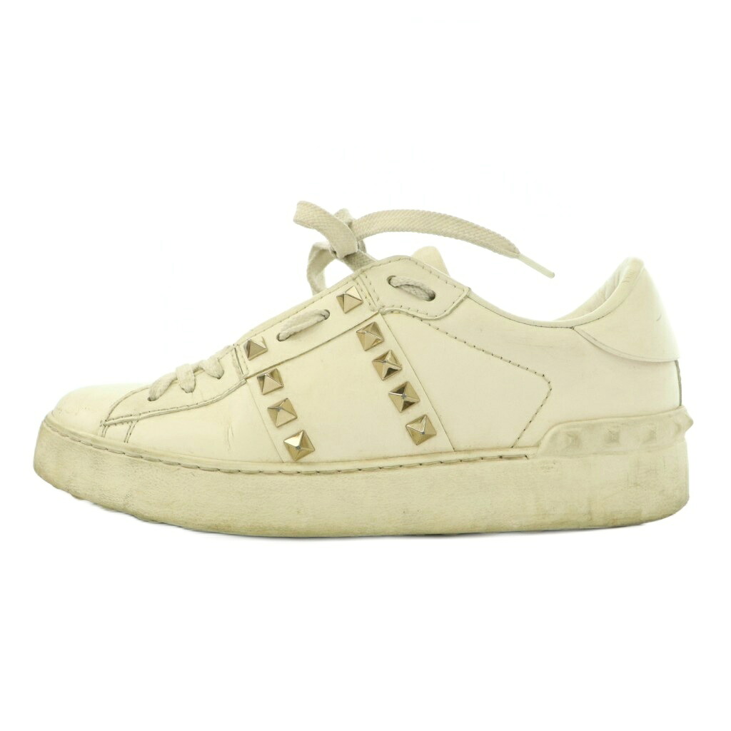 【中古】ヴァレンティノ ガラヴァーニ VALENTINO GARAVANI ロックスタッズ レザー ローカットスニーカー シューズ 厚底 36 白 ホワイト /BB ■GY62 レディース 【ベクトル 古着】 260531|ブランド古着ベクトルプレミアム店