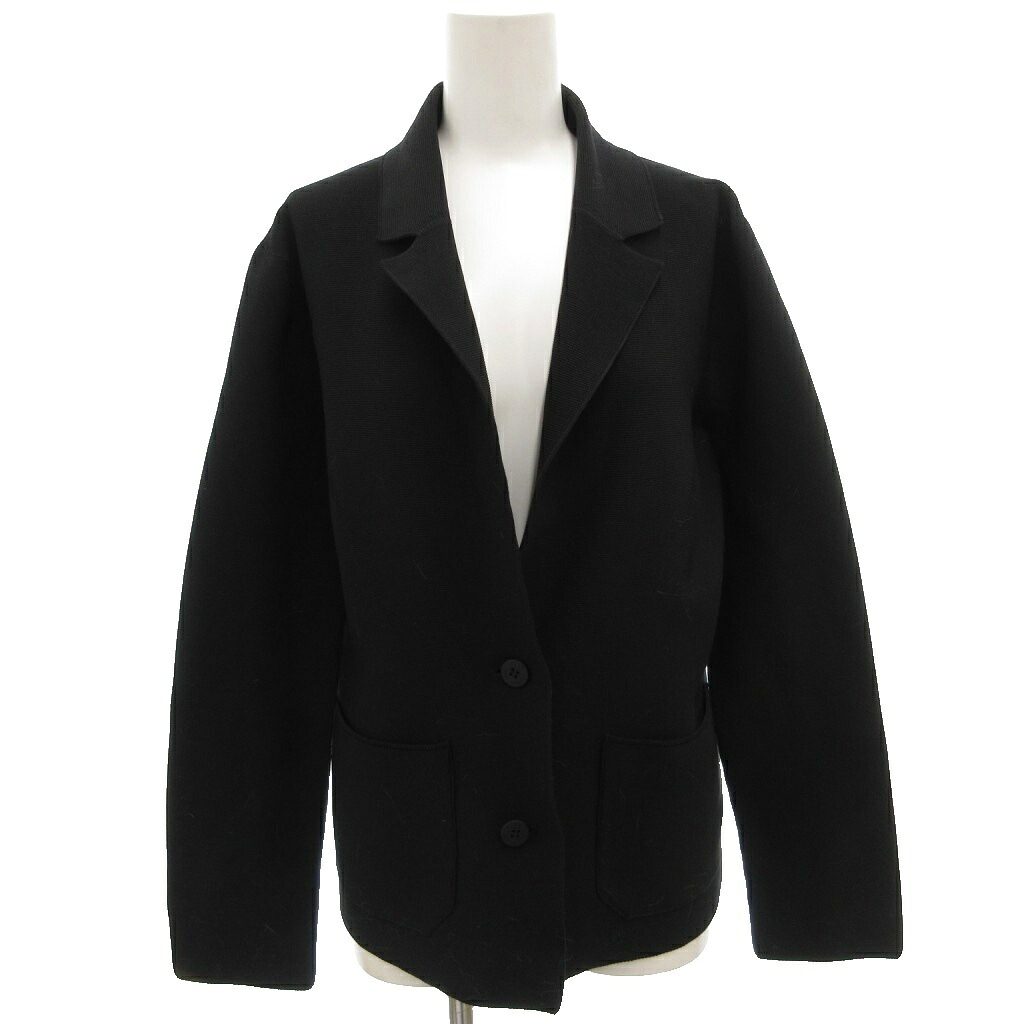 【中古】ミーイッセイミヤケ me ISSEY MIYAKE ニットテーラードジャケット シングル 2B ノーベント 黒 ブラック /GV ■ECD005 レディース 【ベクトル 古着】 260607｜ブランド古着ベクトルプレミアム店