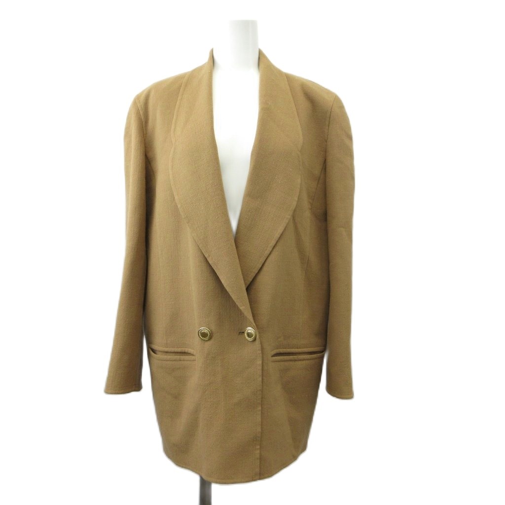 【中古】バーバリーズ Burberrys 90sヴィンテージ ショールカラージャケット 9 ベージュ ダブルブレスト ウール FJA38-852-40 /RY ■GY53 レディース 【ベクトル 古着】 260702|ブランド古着ベクトルプレミアム店