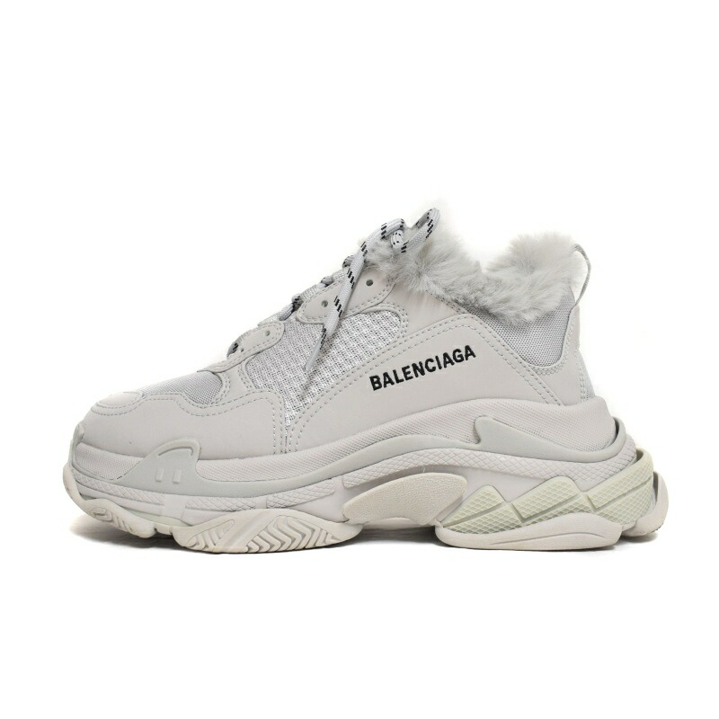 【中古】バレンシアガ BALENCIAGA Triple S トリプルエス スニーカー ローカット ファー 40 グレー 668563 メンズ 【ベクトル 古着】 250425