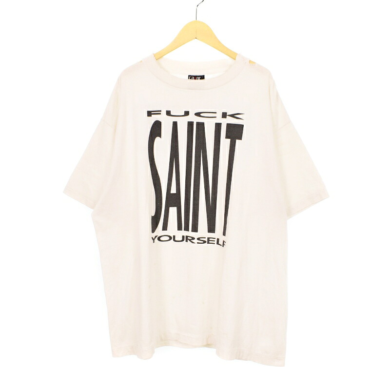 【中古】セントマイケル SAINTMICHAEL 25SS SS TEE/SAINT Yourself Tシャツ 半袖 プリント L 白 ホワイト SM-HR8-0000-020 ☆AA★ メンズ 【ベクトル 古着】 250701