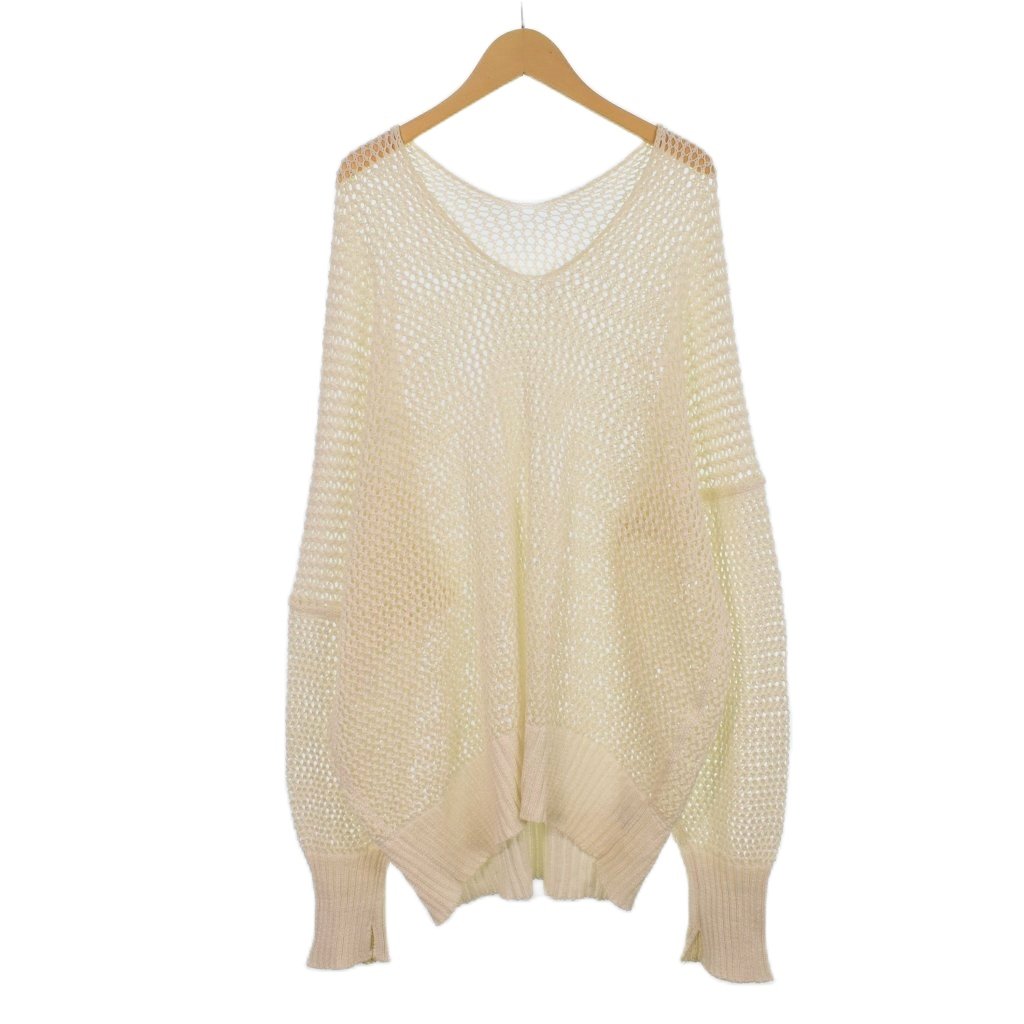 【中古】サルバム sulvam 23SS MESH ASYMMETRY KNIT クロシェット メッシュ ニット セーター M 白 ホワイト SR-K02-810 メンズ 【ベクトル 古着】 250815｜ブランド古着ベクトルプレミアム店