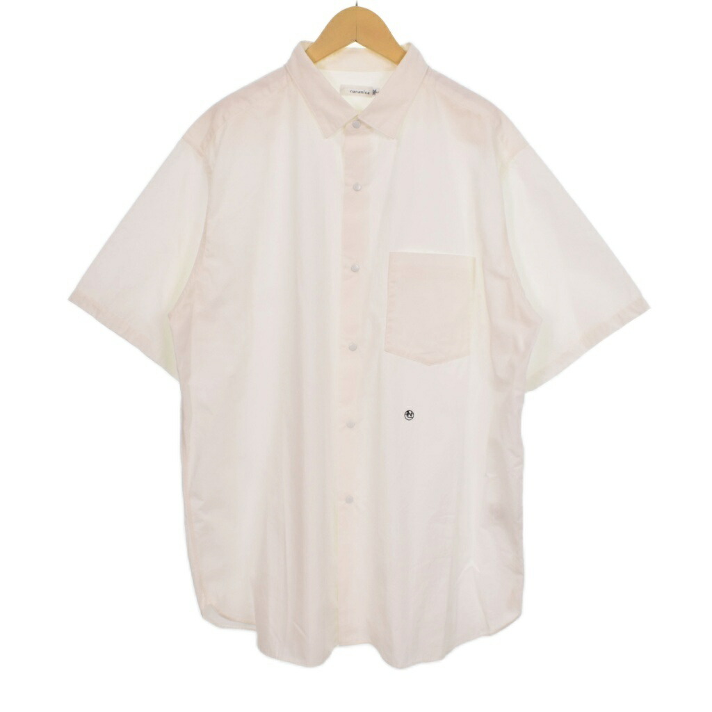 L ナナミカ Cotton Wool Deck Shirt ナチュラルホワイト NANAMICA