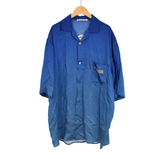 【中古】アクネ ストゥディオズ Acne Studios 23SS SANDIMPER SS STATUE PRINT アロハシャツ オープンカラー 半袖 46 青 ブルー FN-MN-SHIR000510 メンズ 【ベクトル 古着】 251020