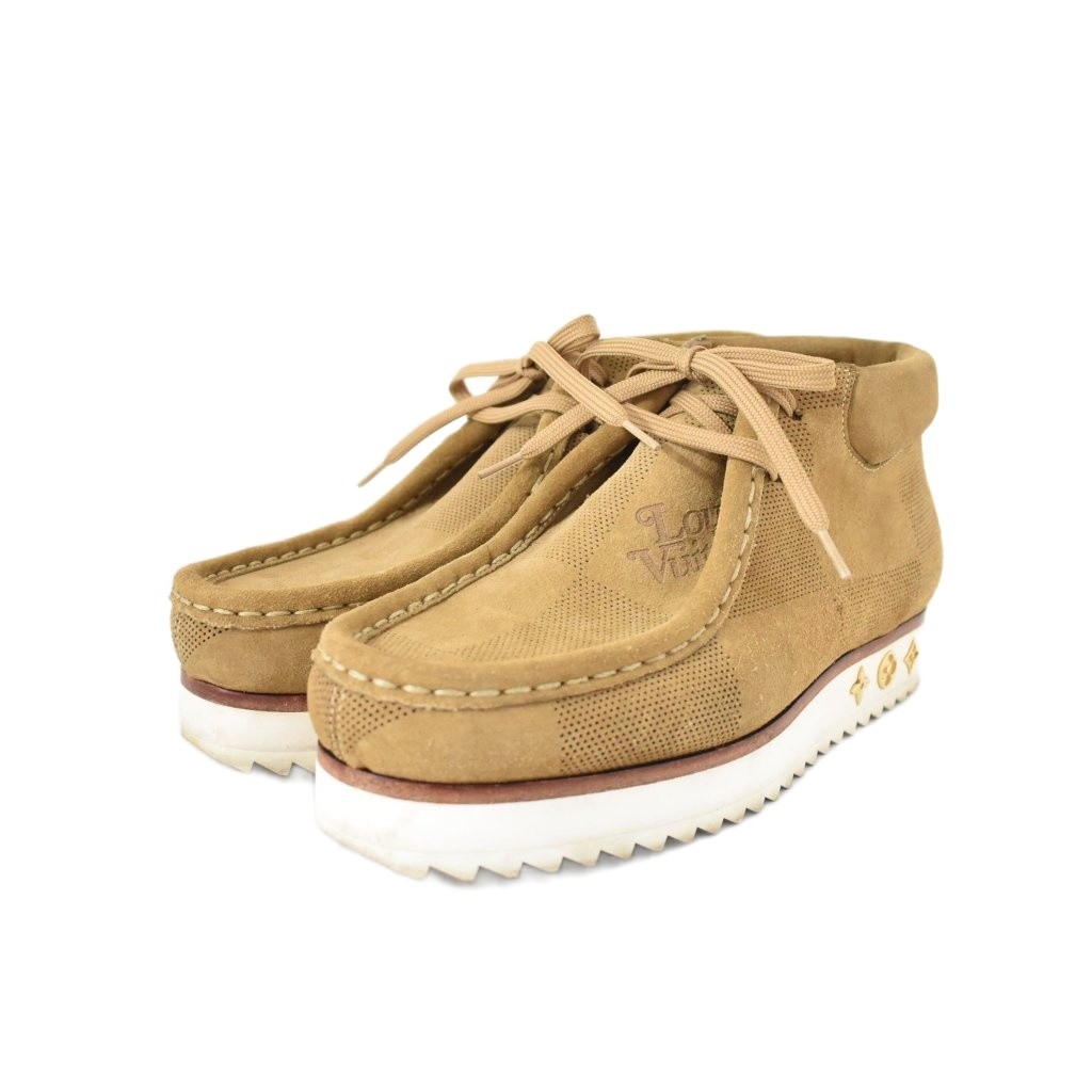 【中古】ルイヴィトン LOUIS VUITTON ニゴ NIGO ダミエ LV モッズライン 遊撃手ブーツ スエードクロス 5 茶 赤銅色 ☆AA★ レディース 【ベクター 古着】 251104