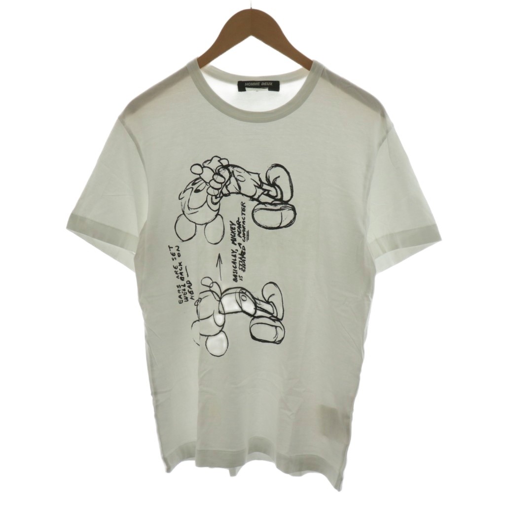 【中古】コムデギャルソンオムドゥ COMME des GARCONS HOMME DEUX AD2020 ミッキーマウス Tシャツ カットソー 半袖 M 白 ホワイト 黒 ブラック DF-T011 /AN8 メンズ 【ベクトル 古着】 251113
