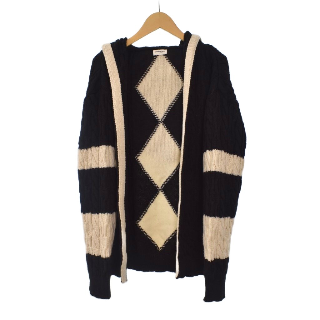 【中古】サンローラン 光の都市 SAINT LAURENT PARIS 19SS 名取り草受け答え フーデッド 有線テレビ編み物 ジレー M 黒 黒いこと 587043 メンズ 【ベクター 古着】 251229