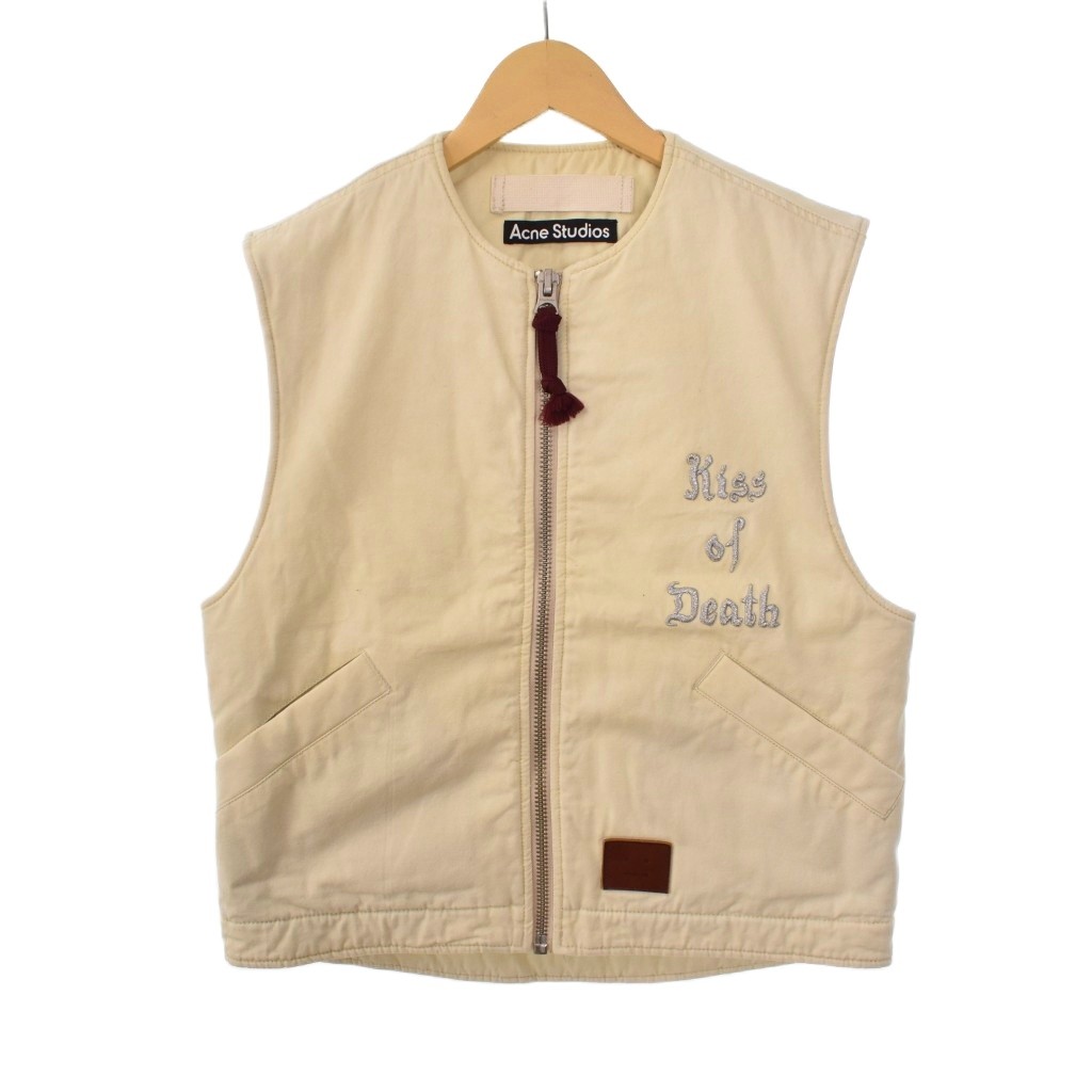 【中古】アクネ ストゥディオズ Acne Studios Kiss Of Death アップリケジップベスト XXS アイボリー FA-UX-OUTW000069 ☆AA★ メンズ 【ベクトル 古着】 251229