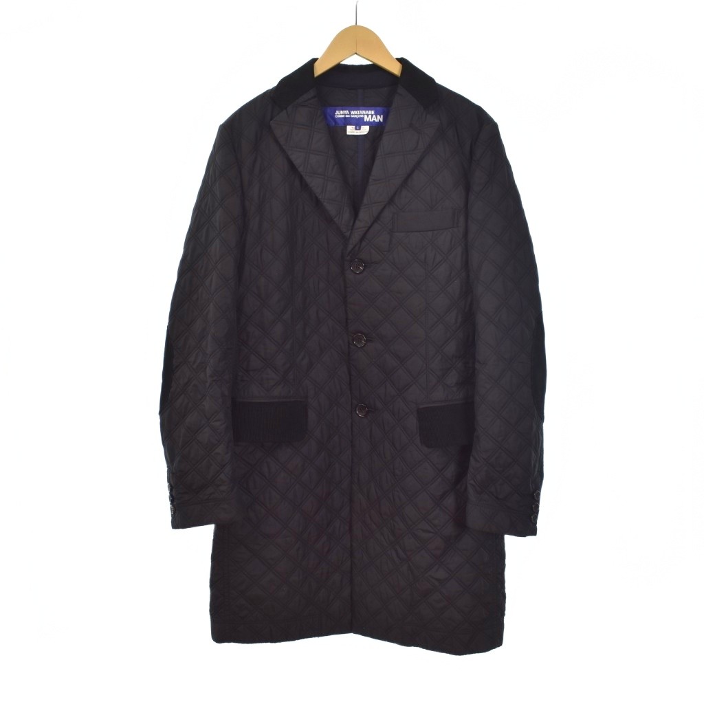 【中古】ジュンヤワタナベマン JUNYA WATANABE MAN コムデギャルソン キルティング ステンカラーコート ジャケット ロング 切替 S 黒 ブラック WN-C005 ☆AA★ メンズ 【ベクトル 古着】 260121