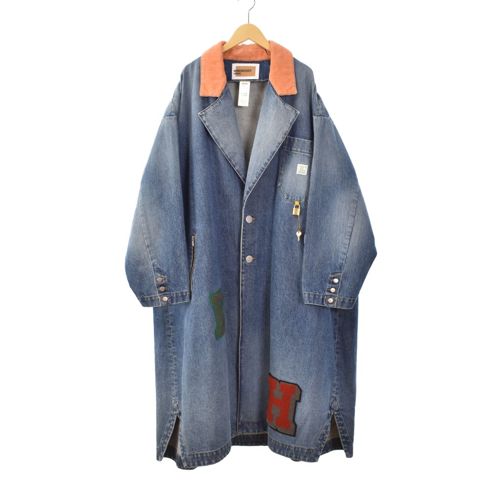 【中古】マインドシーカー mindseeker EMB DENIM COAT デニムロングコート 48 青 ブルー ☆AA★ メンズ 【ベクトル 古着】 260122