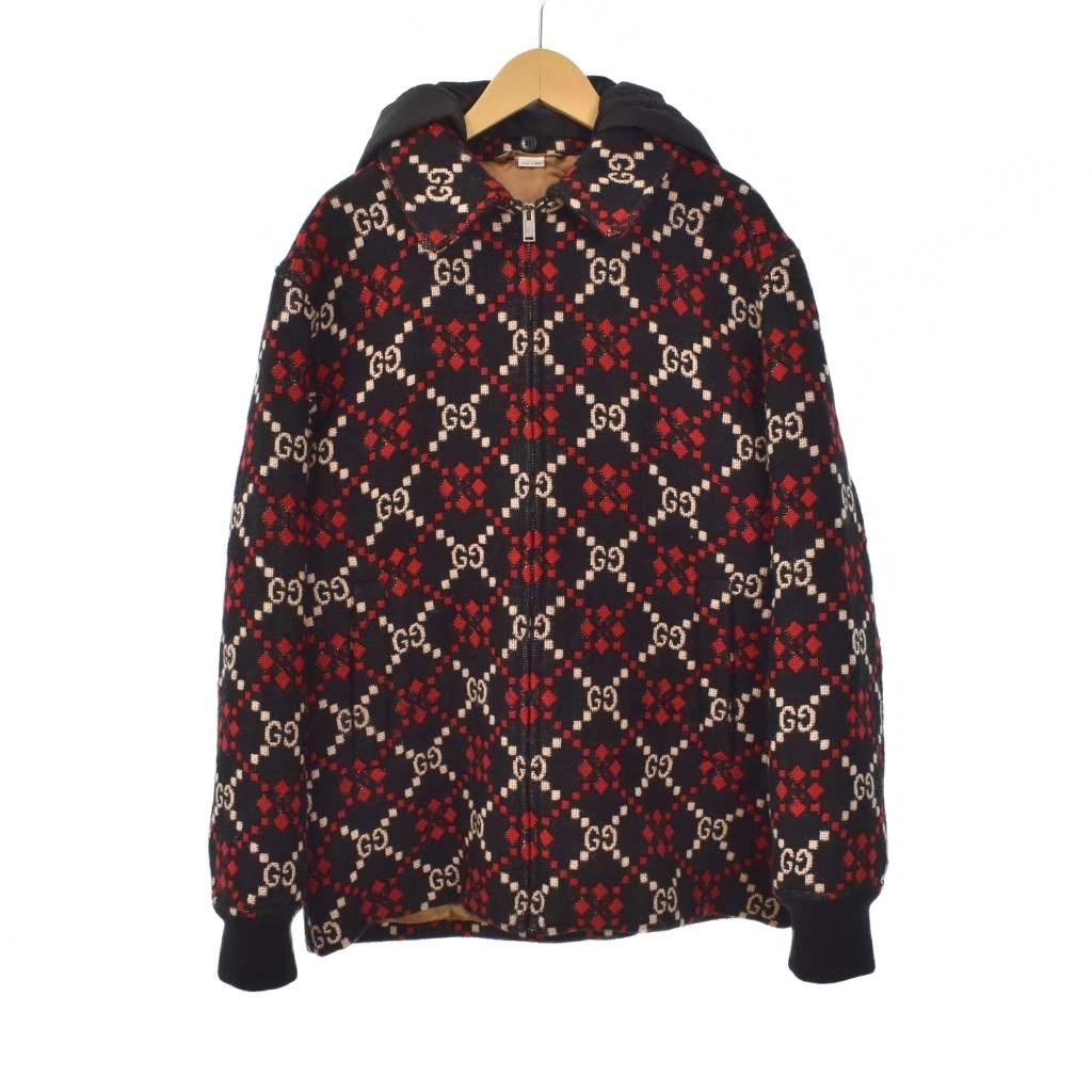 【中古】グッチ GUCCI 19AW Macro GG Diamond Wool Jacket GG柄 羊毛 上衣 ボンネット 44 黒 黒いこと 546330 メンズ 【ベクター 古着】 260129