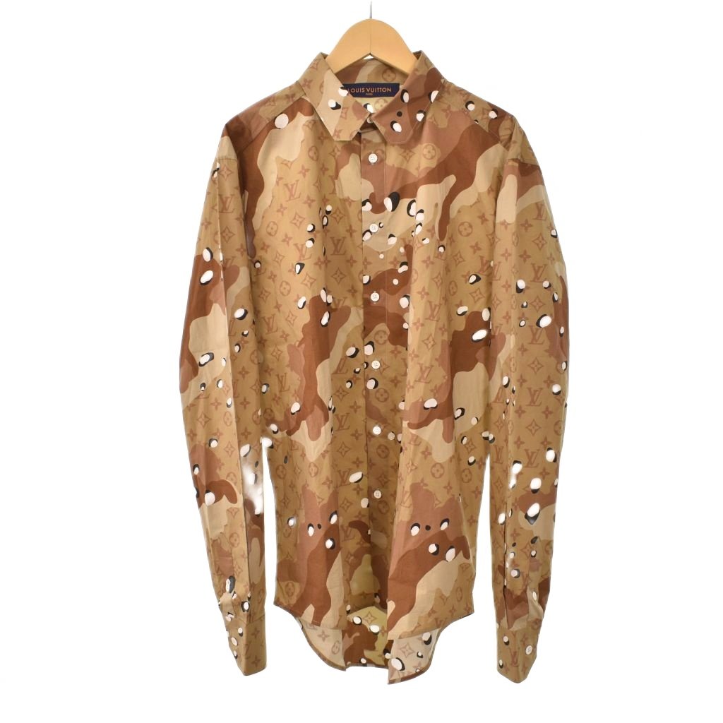 【中古】ルイヴィトン LOUIS VUITTON 20SS 家鴨デオキシリボ核酸オセアンモノグラム ティーシャツ 長袖 総柄 S 茶 赤銅色 RM201M TKJ HIS07W メンズ 【ベクター 古着】 260208