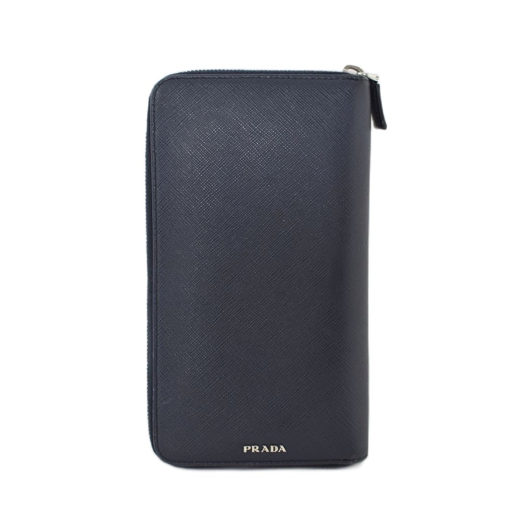 【中古】プラダ PRADA レーシングカー 紋章 長紙入れ ロングウォレット なめし革 紺 米国海軍 2ML188 ☆AA★  【ベクター 古着】 260211