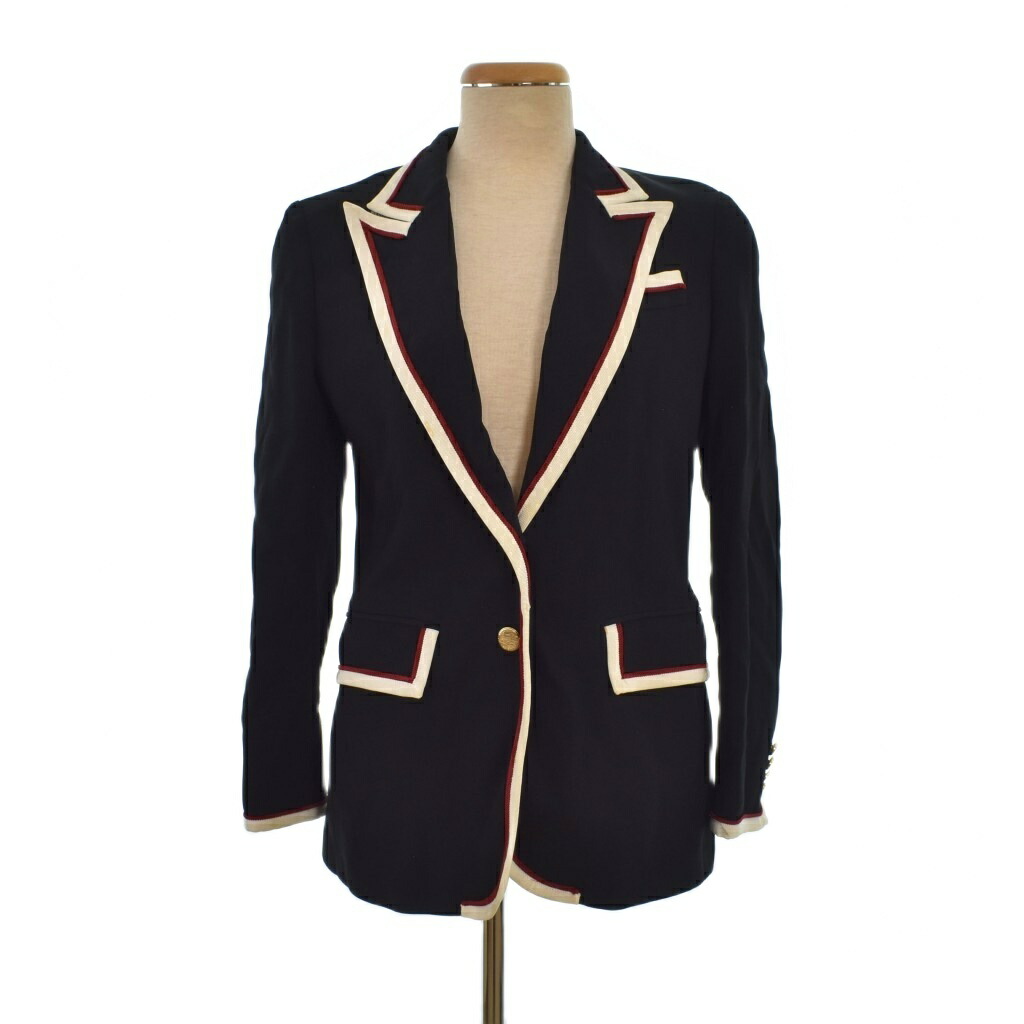 【中古】グッチ GUCCI 2018年製 Stretch Viscose Jacket テーラードジャケット シングル 傍えベンツ 42 黒 黒いこと 523859 ☆AA★ レディース 【ベクター 古着】 260301