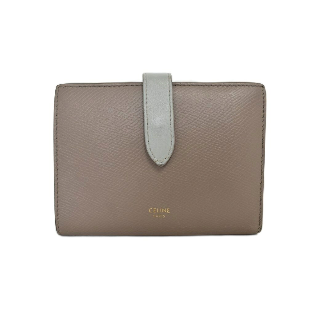【中古】セリーヌ CELINE ミディアムストラップウォレット 二つ折り財布 グレー ☆AA★ レディース 【ベクトル 古着】 260308｜ブランド古着ベクトルプレミアム店