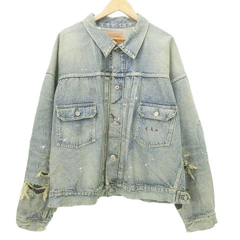 【中古】セントマイケル SAINTMICHAEL ベルベルジン BerBerJin 23AW デニムジャケット Gジャン ダメージ加工 XL 青 ブルー SM-A23-0000-C17 ☆AA★ メンズ 【ベクトル 古着】 260313|ブランド古着ベクトルプレミアム店