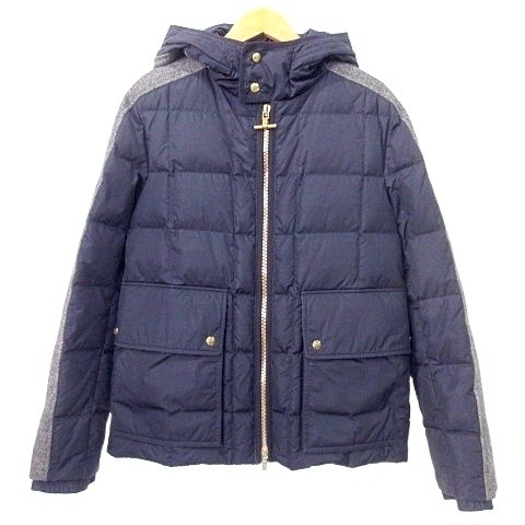 【中古】モンクレール MONCLER ガムブルー GAMME BLEU ウール切替 ダウンジャケット フード 2 紺 ネイビー グレー ☆AA★ メンズ 【ベクトル 古着】 260320|ブランド古着ベクトルプレミアム店