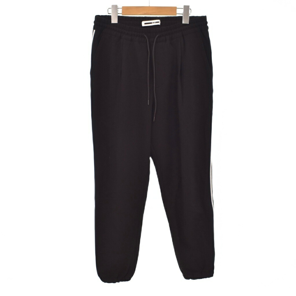 【中古】マックキュー McQ スウェットパンツ ラインパンツ サイドライン テーパード タック 無地 ウエストゴム 裾ゴム 46 黒 ブラック PRQN-KM-1003 メンズ 【ベクトル 古着】 260402