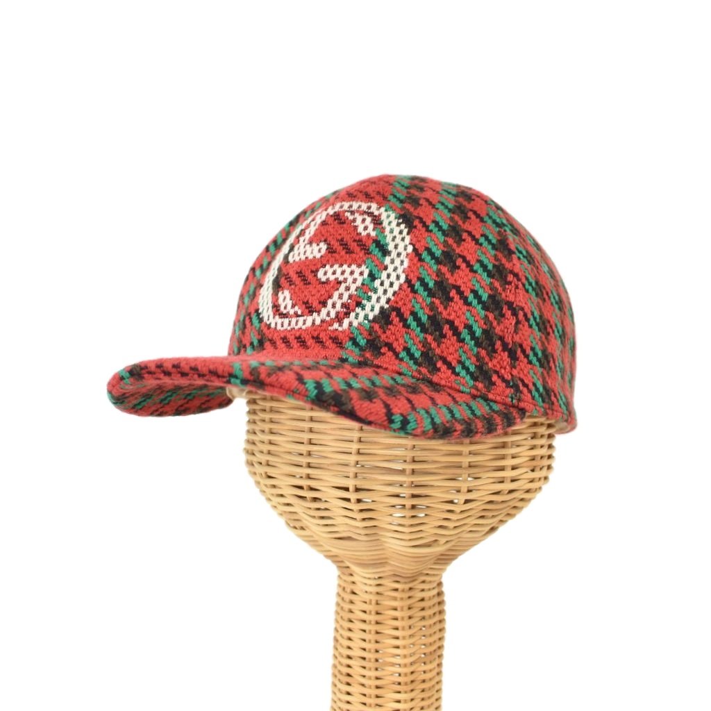 【中古】グッチ GUCCI インターロッキングG ハウンドトゥース チドリ透かし彫り 野球旗がしら XL 赤 赤いこと 640869 ☆AA★ メンズ レディース 【ベクター 古着】 260405