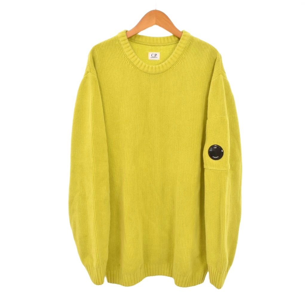 【中古】シーピーカンパニー C.P.COMPANY Chenille Cotton Lens Crewneck 編み物 スウェーター 長袖 M 黄緑 ライトグリーン 19CMKN017A-005558G メンズ 【ベクター 古着】 260504