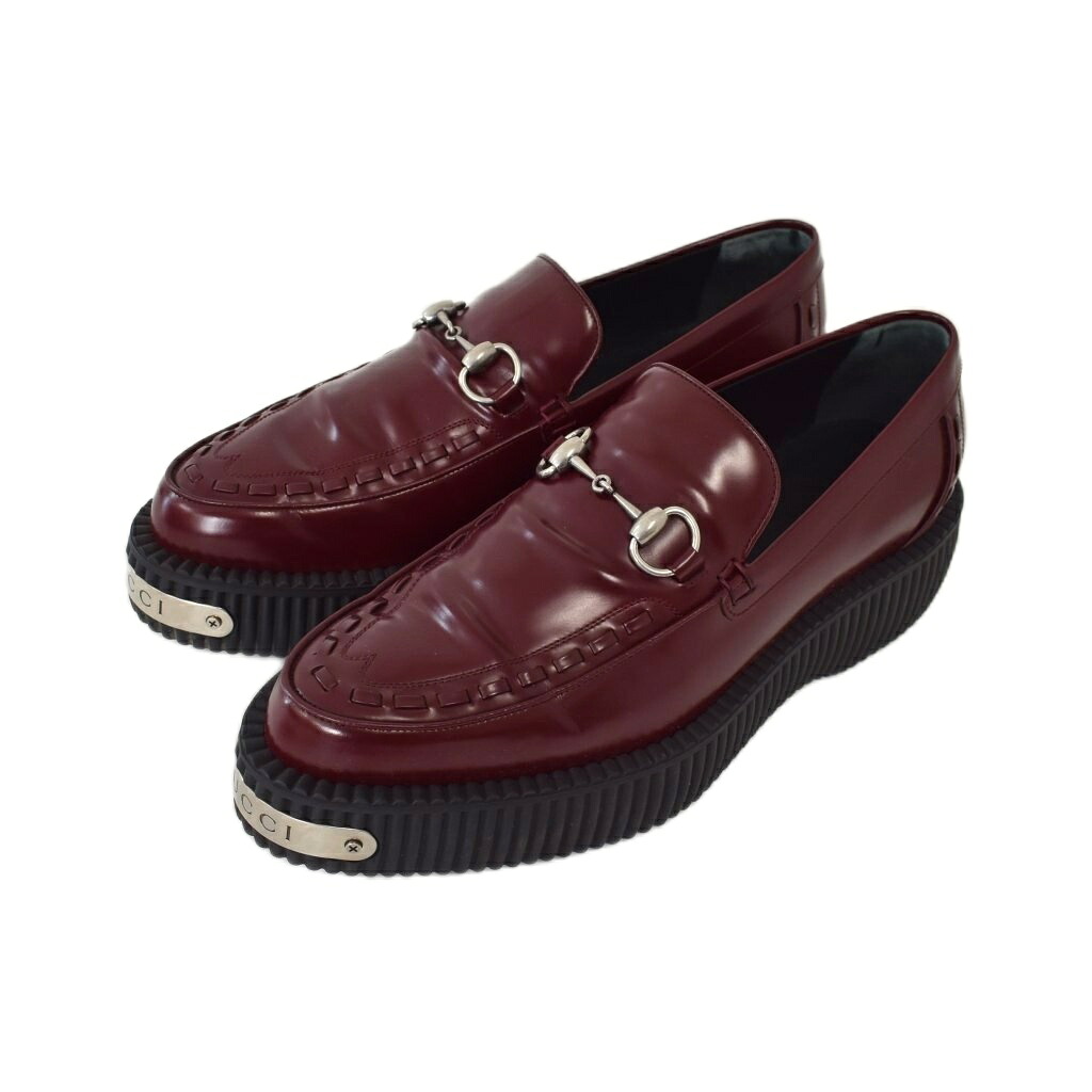 【中古】グッチ GUCCI 24AW クリーパー ローファー ホースビット レザー 厚底 メタルプレート 9 ボルドー 797095 9 03U メンズ 【ベクトル 古着】 260514|ブランド古着ベクトルプレミアム店